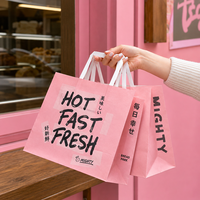 Sacs en papier kraft pour emballages alimentaires recyclables de qualité supérieure |   Sacs à emporter personnalisés avec poignées torsadées pour pizza, sushi, boulangerie, restaurant