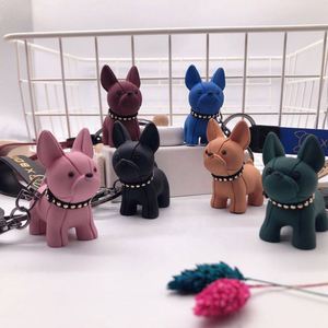 Fashion Bulldog Keychain PU Leather Animal Dog <b>Key</b> Chain Holder Keyring Bag Accessories Cute Dog <b>Key</b> Chains <b>Rings</b> Gifts for Kids - Product Image 2