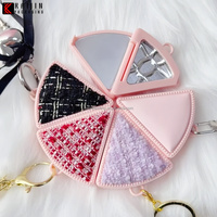 Boîte vide en plastique rose en forme de gâteau pour poudre cosmétique, illuminateur, poudre compacte pressée, palette de blush avec pendentif