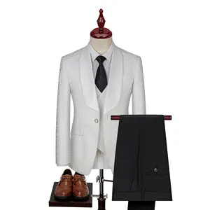 High Quality Fashion Custom New Men's Suit 3 Pieces Set Korean Style Fashionable Color Blocking Printed Suit