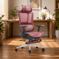 Chaise de bureau moderne en maille avec dossier respirant, appui-tête 3D, accoudoirs réglables et repose-pieds rétractable pour salle d'étude