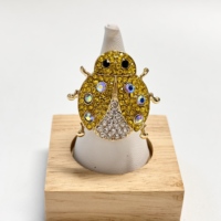 Nouveau personnalisé personnalisé insecte coloré cristal strass coccinelle anneau alliage Animal abeille diamant belle ajusté femmes bijoux