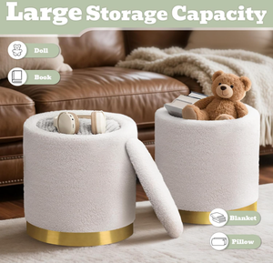 Modern yuvarlak oyuncak polar depolama osmanlı kapak PP ahşap oturma odası otel okul için tasarlanmış ev mobilya - Product Image 2