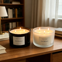 Bougie parfumée en gros, grande taille, 3 mèches, cire de soja naturelle, pot en verre, aromathérapie, longue durée de combustion, décoration intérieure, logo et parfum personnalisés
