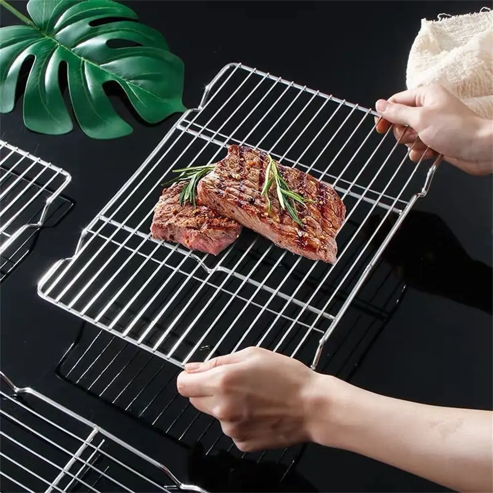 Non-stick Grill Grates Mesh Stainless Steel Grill Net Basket Portable Bbq For Roasting Meat