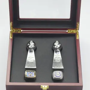 Hot Selling 1970 2006 Nfl Football Indianapolis Colts Championship Ring 2Pcs Set With Trophies Packing Wooden Box Set