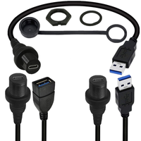 Câble USB 3.1 Type C coaxial torsadé mâle-femelle étanche pour montage encastré sur tableau de bord de voiture personnalisé