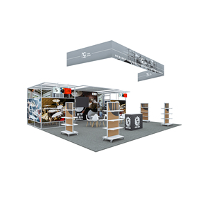 Stand en aluminium 30x30 pieds avec étagères et auvent, conception gratuite, sublimation par transfert thermique, pliable et portable pour salons professionnels - Product Image 4