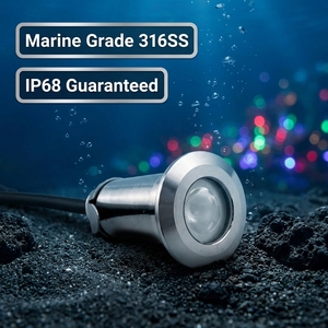 Lumière sous-<span class=keywords><strong>marine</strong></span> étanche IP68 en acier inoxydable 12V-24V RGB LED pour fontaine, bassin, jardin, terrasse et projets extérieurs - Product Image 1