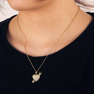 Collar con Colgante de Flecha de Cupido con Diamantes de Imitación, Color D VVS, Joyería de Diamantes de Moissanita, Chapado en Oro, Plata de Ley 925 - Product Image 4