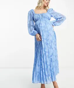 New Fashion High Quality Chiffon Maternity Solid Casual Puff Sleeve Dress For Pregnant Women