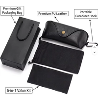 Étui à lunettes en cuir PU noir avec logo personnalisé, avec chiffon en microfibre, boîte cadeau en papier rigide, vente en gros pour les magasins d'optique