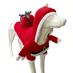 Costume de Noël pour chien en peluche rouge et blanc avec bois de renne, tenue décorative bonhomme de neige 3D pour chiens de taille moyenne à grande - Product Image 3