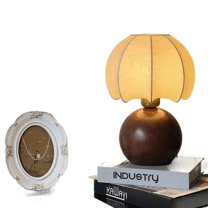 Lampe de table en bois massif E27 LED, protection des yeux, chambre à coucher, salon, bureau, éclairage d'ambiance, style Wabi Sabi - Product Image 5