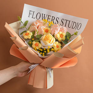 Ramo de alfileres de petales de lana tejidos a mano, flor artificial de rosa, regalo de cumpleaños - Product Image 4