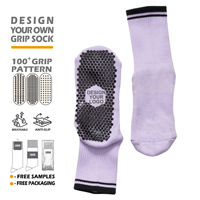 Chaussettes de yoga antidérapantes tricotées pour femmes avec logo personnalisé, idéales pour la gym et le Pilates, avec grip et coupe haute, fourniture OEM