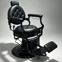 Fauteuil de Barbier Style Vintage avec Fonctions Inclinables et Réglables en Hauteur, Matériau PVC, Modèle 68-88 pour Salons