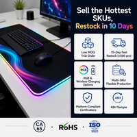 Tapis de souris de jeu RGB personnalisé avec éclairage LED, surface en tissu, base en caoutchouc antidérapante, faible MOQ, vente en gros, USA