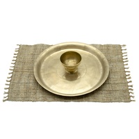 Tapis de table en chanvre de l'Himalaya beige, très écologique, tricoté à la main, style bohème, résistant à la chaleur, 30/45 cm, personnalisable