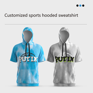 Sweat à capuche surdimensionné pour sports de plein air d'été personnalisé impression de basket-ball à séchage rapide 100% maille de polyester avec technique brodée - Product Image 2