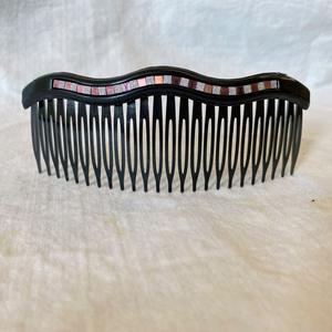 Venta directa de fábrica: Peine para el cabello de 24 dientes con lentejuelas bicolor, peine con purpurina, peine con rayas onduladas, de plástico, para peinados recogidos. - Product Image 2