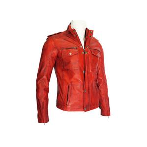 Veste de bombardier imperméable à col montant en cuir véritable décontracté et élégant pour hommes - Product Image 1