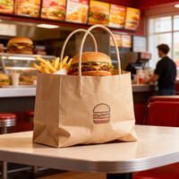 Sacs en papier personnalisés avec logo imprimé, emballage alimentaire pour restaurant, emballage à emporter, sac en papier kraft brun pour à emporter