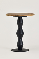 Meubles de maison rétro du milieu du siècle, salon, table d'appoint en bois massif gris, petite table d'appoint ronde d'angle