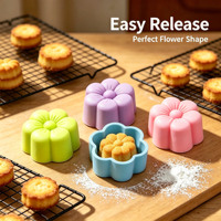 Moule à gâteau en silicone en forme de fleur, moule de cuisson en silicone de qualité alimentaire pour muffins, gelée, chocolat, pudding, crème glacée