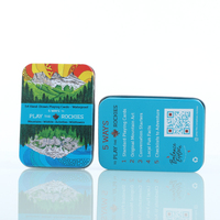 Cartes à jouer en papier bleu de 280 g/m² avec logo personnalisé, boîte en métal, certifiées EN71, impression CMYK, tailles personnalisées, usage familial