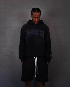 Sweat-shirt à capuche noir pour homme, coupe oversize, imprimé lettres, streetwear, en molleton de coton, pour l'hiver, décontracté, respirant, numérique - Product Image 1