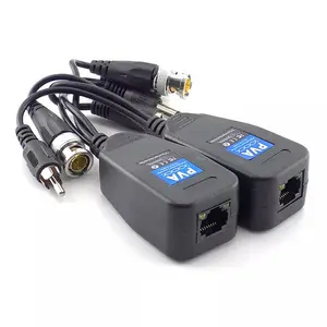 CCTV video balun hd 8MP connector transceiver DC RCA BNC to rj45 3 in 1 for cctv security surveillance hd video balun rj45