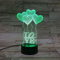 Lampu meja LED kamar 7 warna, lampu LED nirkabel 3D lampu meja indah USB lampu akrilik lampu malam Dekorasi Rumah
