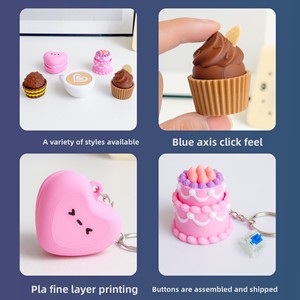 Porte-clés anti-stress créatif en forme de gâteau de dessert imprimé en 3D, pendentif à presser au bout des doigts, breloque de sac - Product Image 4