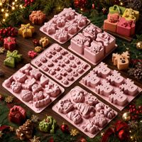 Moule en silicone HY sur le thème de Noël : flocon de neige, cerf, sapin de Noël, Père Noël pour gâteau, savon, chocolat, bougie, plâtre