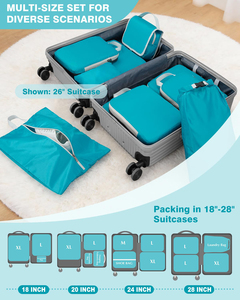 10 Set Compression Packing <b>Cubes</b> Expandable Storage Travel Bags for Suitcase Luggage Organizers with Hanging Toiletry Bag - Product Image 4
