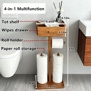 Moderno Soporte <span class=keywords><strong>de</strong></span> Papel Higiénico para Sala <span class=keywords><strong>de</strong></span> Estar con Estante, Soporte Multifuncional <span class=keywords><strong>de</strong></span> Madera para Rollos, Cajón <span class=keywords><strong>de</strong></span> Almacenamiento para Toallitas Húmedas - Product Image 2