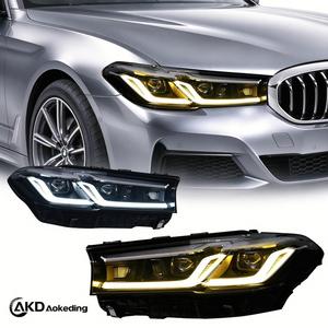 Faros Delanteros AKD Auto Actualizados Estilo M5 con Luces de Circulación Diurna Láser Amarillas/Blancas para BMW Serie 5 2018-2023 G38 G30 F90, Faros LED 525i 530i 540i - Product Image 1