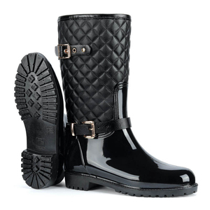 Bottes de <span class=keywords><strong>pluie</strong></span> en PVC pour femmes, motif losanges matelassés, légères, pour l'extérieur, prix d'usine, vente en gros - Product Image 2