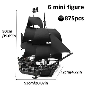 Bloques de Construcción MOC, Barco Pirata <span class=keywords><strong>del</strong></span> <span class=keywords><strong>Caribe</strong></span>, Barco de Guerra <span class=keywords><strong>Perla</strong></span> <span class=keywords><strong>Negra</strong></span>, Lancha Pirata, MOC 4195, Juguetes de Ensamblaje, Regalo para Niños - Product Image 6
