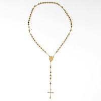 Collier pendentif croix Notre-Dame en acier inoxydable vintage, perles de 3 mm, bijoux de bénédiction de la foi catholique, cadeau religieux de Noël