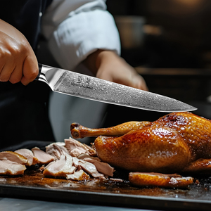 Cuchillo <span class=keywords><strong>de</strong></span> Cocina <span class=keywords><strong>de</strong></span> Acero <span class=keywords><strong>de</strong></span> Damasco con Mango Completo, Fabricante OEM, <span class=keywords><strong>para</strong></span> <span class=keywords><strong>Cortar</strong></span> Pavo, Jamón, Barbacoa, con Caja <span class=keywords><strong>de</strong></span> Regalo, MOQ Bajo - Product Image 4