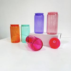 Verres en forme de canette de 16 oz en verre transparent coloré, vierges pour sublimation, incassables, pour la vente en gros - Product Image 4