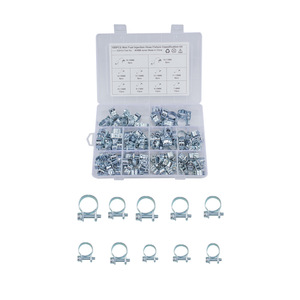 <b>Mini</b> Fuel Injection Hose <b>Clamp</b> Kit 100Pcs Carbon Steel A1098 Series for Repair Replace - Product Image 1