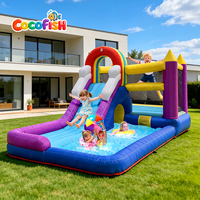Château gonflable aquatique Cocofish avec toboggan et piscine, château gonflable arc-en-ciel Oxford pour enfants pour fête d'été en plein air