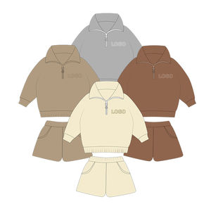 بدلة رياضية مخصصة مخصصة للتطريز للأطفال صبيان من قطعتين بنطال رياضي بسحبين للأطفال - Product Image 2