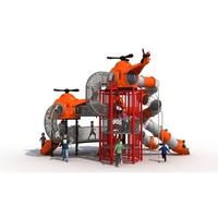 Équipement de terrain de jeux extérieur pour enfants, thème hélicoptère, toboggan combiné, ensemble de jeux pour enfants en plastique LLDPE pour maternelle et collectivité