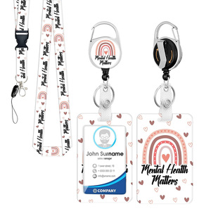 Valentine's Day Heart Rainbow <b>Badge</b> Scroll Portable <b>Security</b> Clip with Back Clip Heavy Duty Carabiner Small Card - Product Image 1