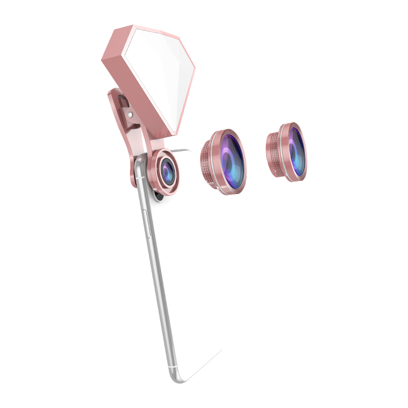 Универсальный 3-уровневый светодиодный свет ромбовидной формы кольцо-вспышка для селфи с многофункциональный объектив для всех видов смартфонов