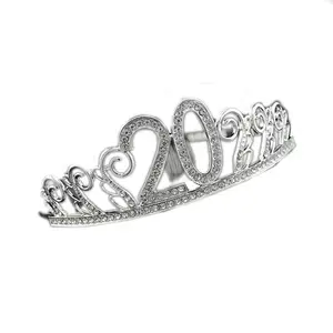 21st tiara sash Suppliers-Couronne en argent et cristal, diadème de princesse, strass, cadeau d'anniversaire pour enfant, collection 2020